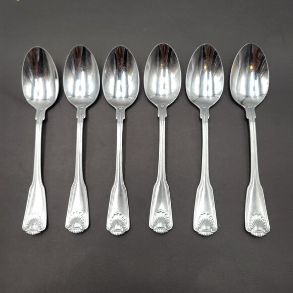 Towle London Shell Tablespoon KOREA Stainless 18/8 Flatware Set Of 6 Vtg - Picture 6 of 7